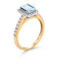 thumbnail image 3 of Gem Stone King 1.14 Ct Sky Blue Aquamarine G/H Lab Grown Diamond 10K Yellow and White Gold Halo Engagement Ring (Size 6), 3 of 4
