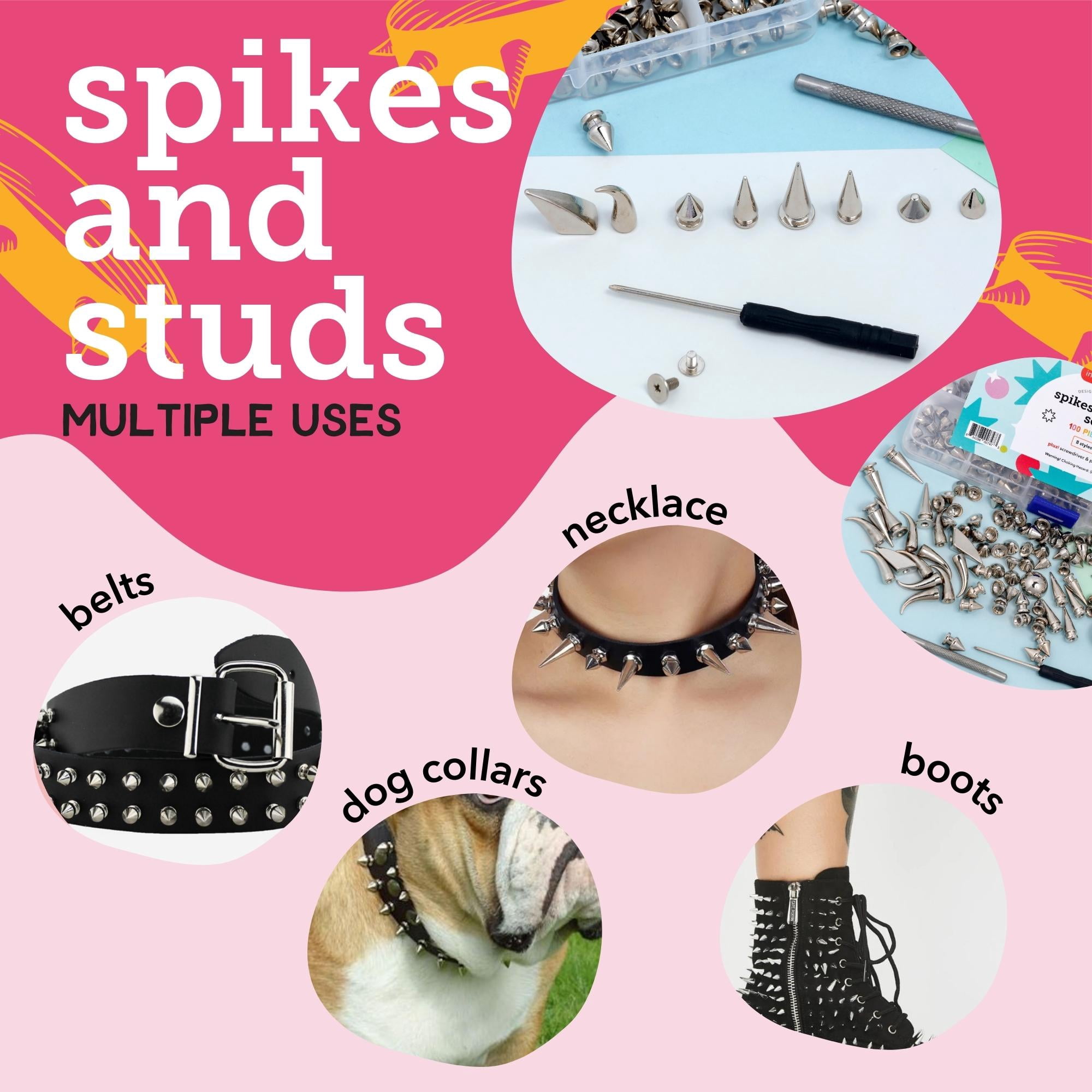 Incraftables Silver Studs and Spikes Set (100pcs) for Clothing & Shoes W/ Screwdriver & Punch Tool