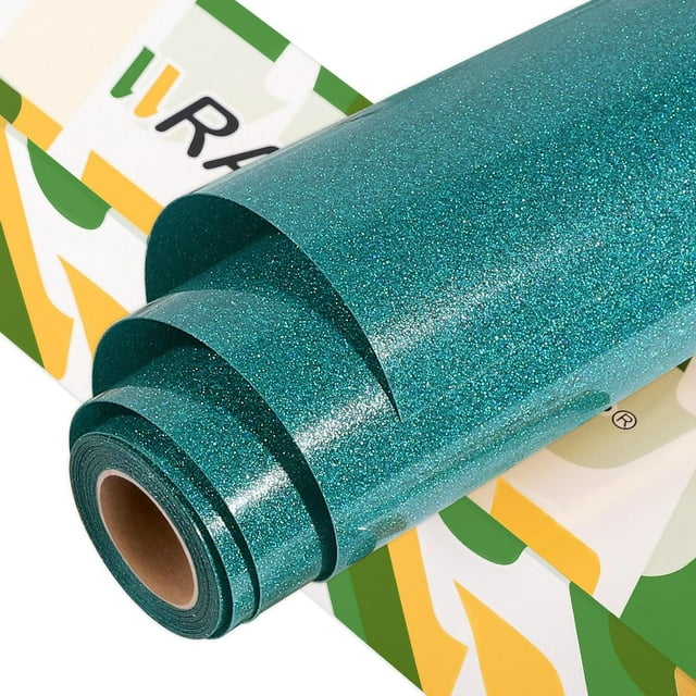 HAHDAXIA Aqua Glitter Heat Transfer Vinyl,10"x5ft Glitter HTV Iron on Vinyls,Green Glitter Iron on Vinyls for T-Shirts,Heat Vinyl Design,Easy to Cut & Weed