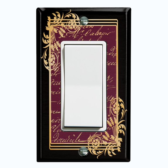 Metal Light Switch Plate Cover Victorian Floral Scripture Damask Frame Purple FRA082