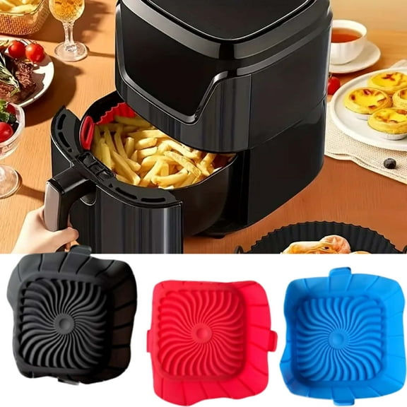 3 Pack Air Fryer Silicone Liners for 1-2 Qt Air Fryers,Square Non-Stick Reusable Small Airfryer Liner,Silicone Pot Basket Bowl Tray Air Fryer Accessories for Most Air Fryer