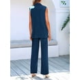 thumbnail image 3 of Women'S 2 Piece Outfits Sleeveless Suit Vest and Wide Leg Pants Business Casual Blazer Sets Navy Blue XL, 3 of 4
