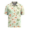 thumbnail image 5 of GrmtClth Tropical Polo Shirt For Men Mens Tropical Summer Polo Tropical Seashell Lobster Fun Crayfish Short Sleeve Light Beach Party Polo Apparel Outerwear Layered With Calm Ocean Graphic Lines Red S, 5 of 6