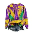 thumbnail image 4 of Craaazy Women's Mardi Gras Shirts Round-neck Casual Long-sleeved Sweatshirt Holiday Party Costumes Graphic Carnival Top Gifts, 4 of 6