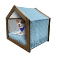 thumbnail image 1 of Ethnic Pet House, Hand Drawn Composition with Vertical Lines Dots and Abstract Geometric Shapes, Outdoor & Indoor Portable Dog Kennel with Pillow and Cover, 5 Sizes, Blue and White, by Ambesonne, 1 of 5