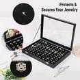 thumbnail image 3 of 100 Slots Ring Case Organizer Display Box,Rings Holder Storage Boxes for Jewelry Showcase with Glass Lid (Black Velvet), 3 of 7