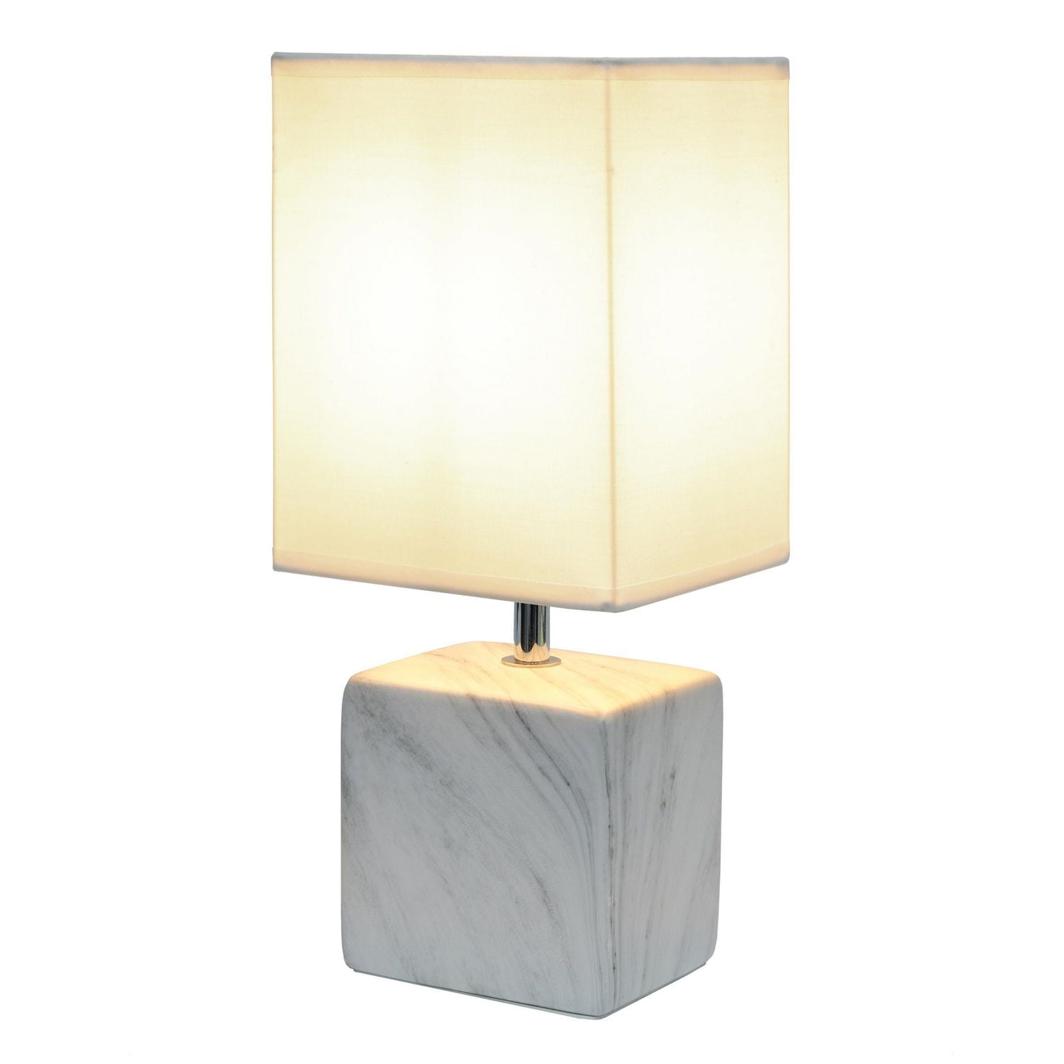Simple Designs Petite Marbled Ceramic Table Lamp with Fabric Shade