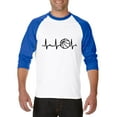 thumbnail image 1 of MmF - Mens Raglan Sleeve Baseball T-Shirts, up to Size 3XL - Basketball Heartbeat, 1 of 4