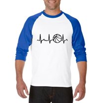 MmF - Mens Raglan Sleeve Baseball T-Shirts, up to Size 3XL - Basketball Heartbeat