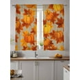 thumbnail image 4 of Sheer Curtains 72 inches Long, Fall Thanksgiving Pumpkin Maple Leaf Linen Bottom Light Filtering Sheer Window Curtains Rod Pocket Voile Drapes for Bedroom Living Room, 52"W x 72"L 2 Panels, 4 of 7