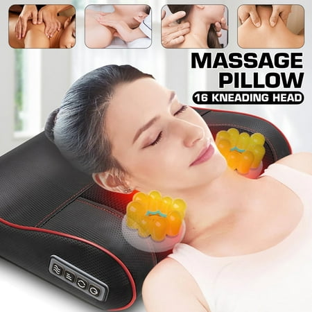 HALLOLURE Shiatsu Massage Pillow Back Neck Massager Kneading with Heat Shoulder Pain Relief - (Best Way To Massage Neck)