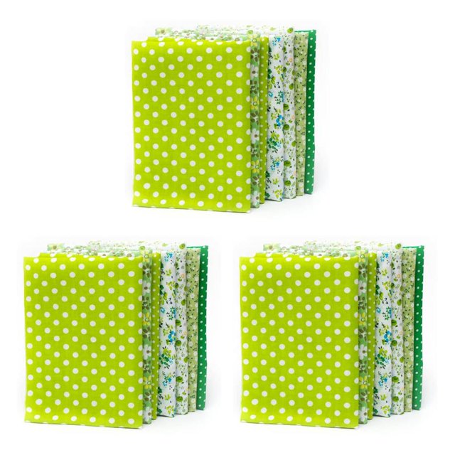 Bearachild 7 piezas de tela de algodón con estampado de flores, costura, acolchado, manualidades de estilo mixto, costura, suministros para el Verde 3piezas