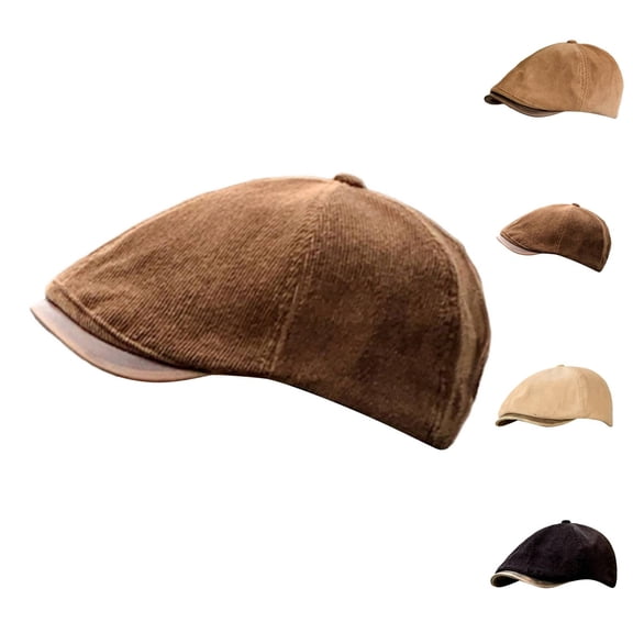 siminsem Men Women Corduroy Newsboy Cap 8 Panel Cabbie Baker Boy Hat Vintage Gatsby Flat Cap Retro Paperboy Hat Unisex Adjustable Winter Fall Casual Outdoor 1 Pack, Coffee,One Size
