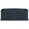 thumbnail image 7 of Rectangle Storage Bench with 4 Doors and Adjustable Shelves, Modern Linen Upholstered Wooden Shoe Bench with Removable Cushion and Round Handles for Living Room Entryway Porch, Antique Navy, 7 of 7