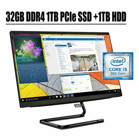 2020 Newest Lenovo IdeaCentre A340 24 Premium All-in-One Desktop I 23.8" FHD IPS Touchscreen Display I Intel Hexa-Core i5-9400T I 32GB DDR4 1TB PCIe SSD 1TB HDD I DVD HDMI Win 10