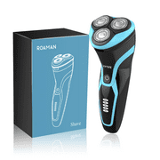 ROAMAN Men's Electric Razor Corded & Cordless Shavers Rechargeable Wet Dry IPX7 Waterproof with Pop-up Trimmer Blue