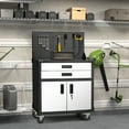 thumbnail image 2 of AECOJOY Metal Steel Mobile Tool Cart with Storage Drawer Tool Chest On Wheels Tool Box Garage Organizer for Workshop Warehouse Garage, White Door, 2 of 9