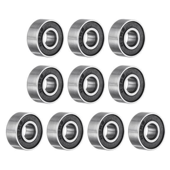 R3-2RS Deep Groove Ball Bearing, 3/16" x 1/2" x 10/51" Chrome Steel Z2 Double Rubber Sealed Bearing, 10 Pack