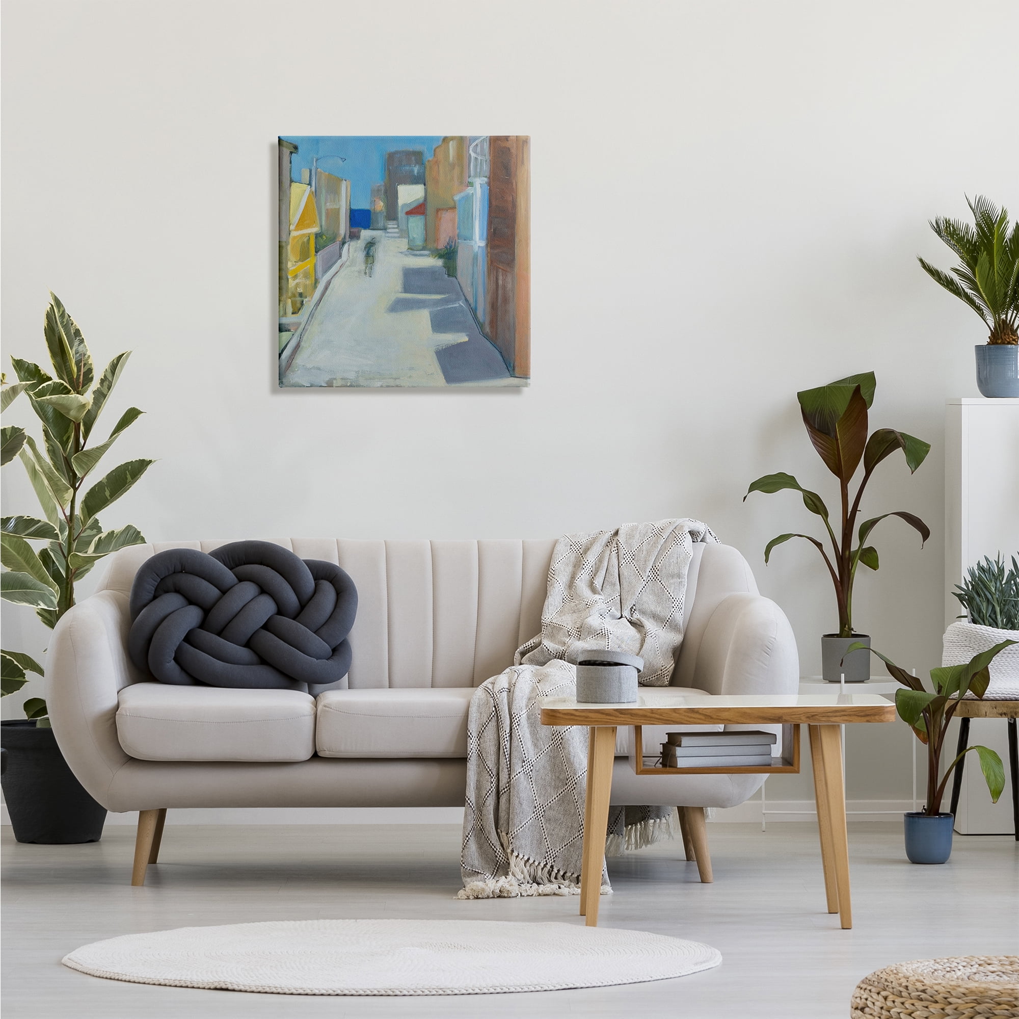 Stupell Indtries Abstract Figure Walking Empty City Streets Contemporary Painting,24 x 24,Design by Snne Marie