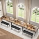 thumbnail image 5 of Yeshouse Juego de mesa de comedor para 4 personas con bancos tapizados, juego compacto de 3 piezas para cocina y comedor, mesa rectangular moderna y sillas para espacios pequeños y apartamentos, 5 of 8