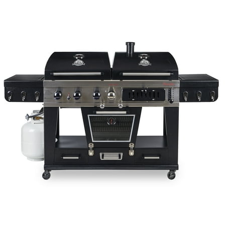 Pit Boss Memphis Ultimate 4-in-1 Gas & Charcoal Combo Grill with (Best Gas Charcoal Smoker Grill)