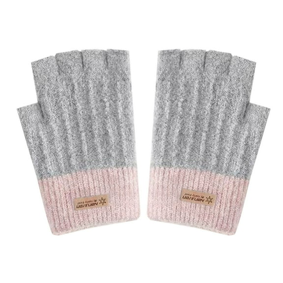 Otqutp Teen Girls Multi-Purpose Gloves Winter Fingerless Gloves Women Warm Knit Half Fingers Mittens Thermal Gloves Ladies Half Fingers for Running Sking(Grey,One Size)