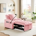 thumbnail image 2 of S-HOME 3-in-1 Convertible Sleeper Chair Sofa Bed with USB Port and Cup Holders for Small Spaces and Versatility, Pink, 2 of 14