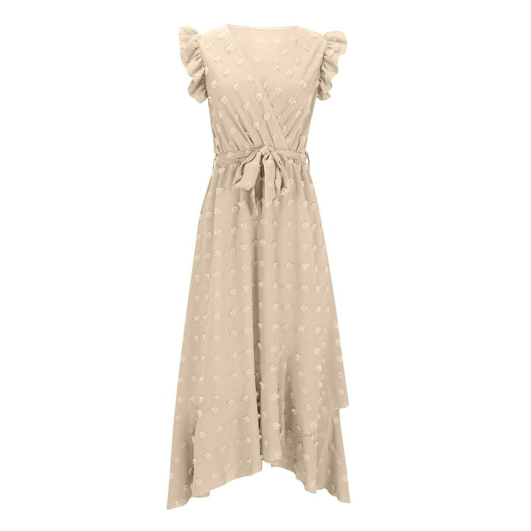 Sakmal Beige Dresses for Women Elegant Maxi V-Neck Solid Short Sleeve Asymmetrical Opening Ruffle A-Line Dress - Walmart.com Sakmal Beige Dresses for Women Elegant Maxi V-Neck Solid Short Sleeve Asymmetrical Opening Ruffle A-Line Dress - Walmart.com