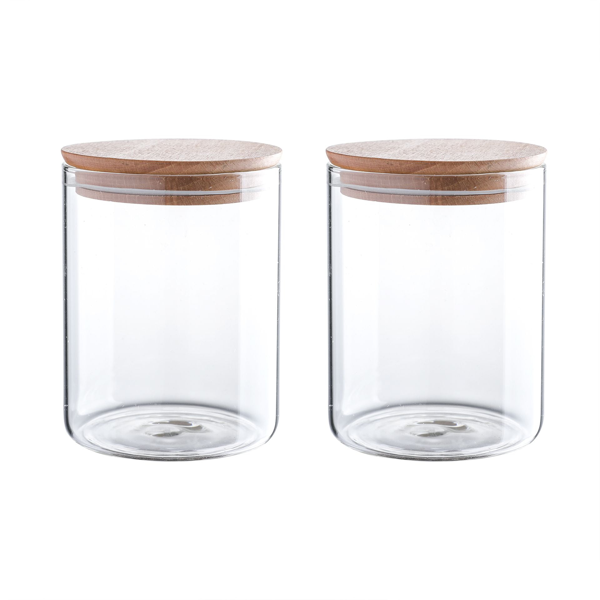 24 Ounce Clear Glass Storage Jar With Beech Wood Lid Set of 2 Glass Canister With Airtight Lid Food Storage Jar