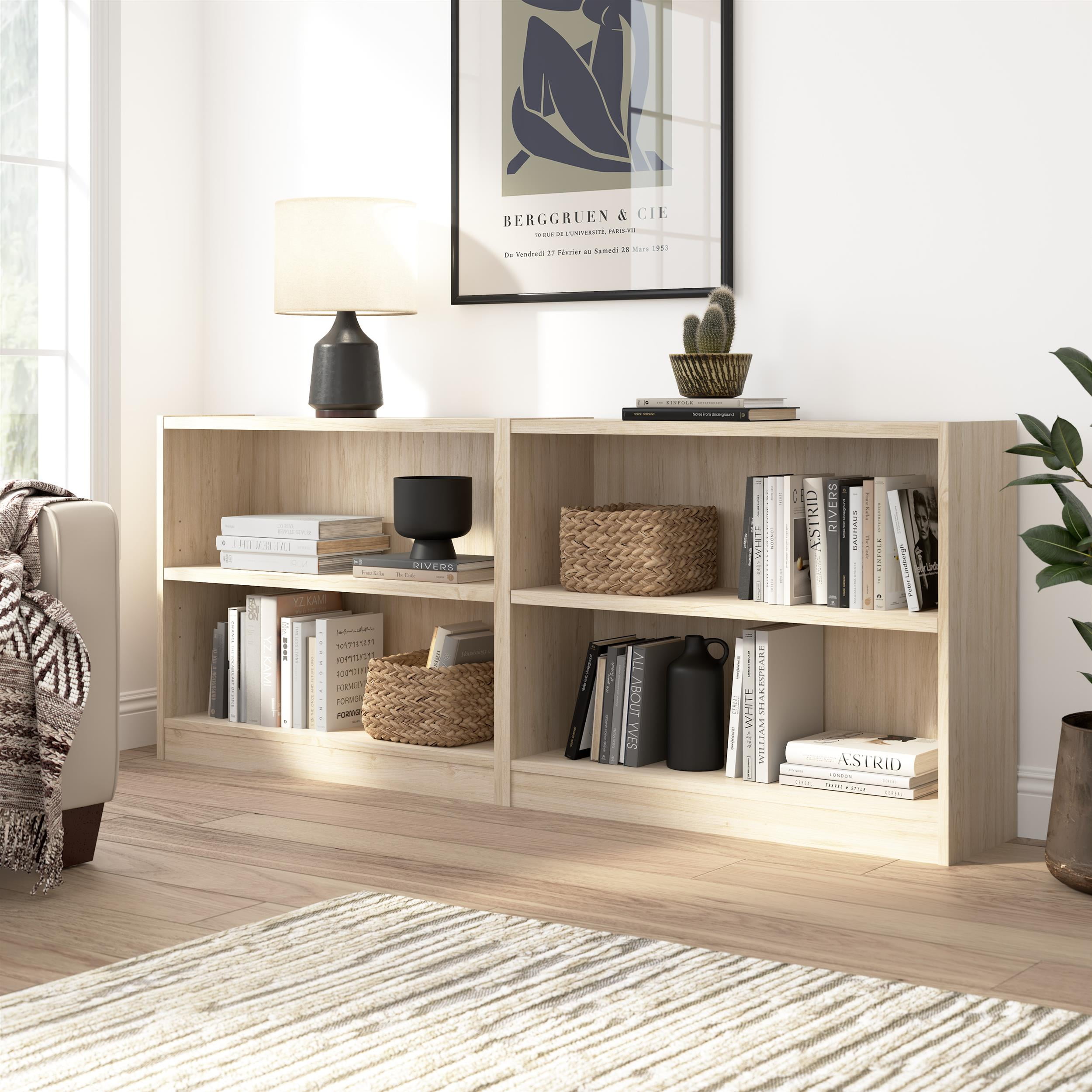 Universal Small 2 Shelf Bookcase in Natural Elm - Engineered Wood
