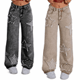 thumbnail image 5 of Y2K Teen Girls Wide Leg Jeans with Star Patch, Baggy Denim Pants with Raw Edge Detail for Girls 13-16 Years, 5 of 9