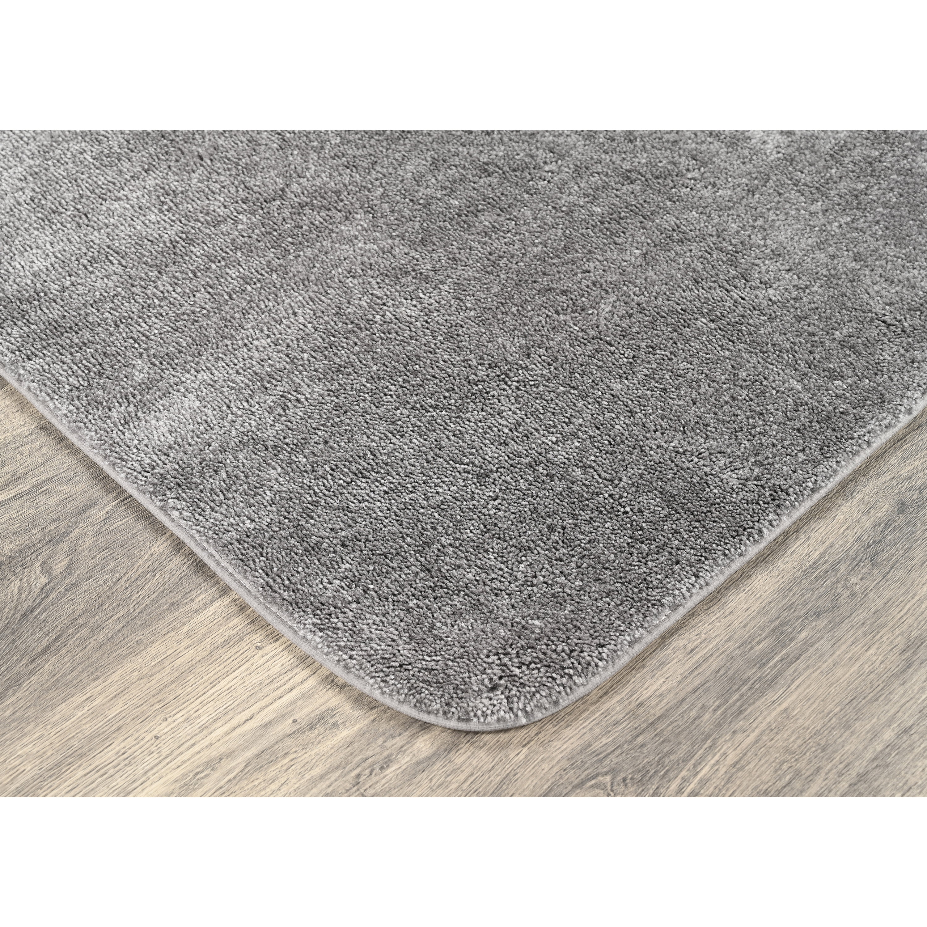 Garland Rug Traditional Washable Bath Rug Set, 2 Piece Set (17"x24" Bath Rug, & 21"x34" Bath Rug) Medium Gray