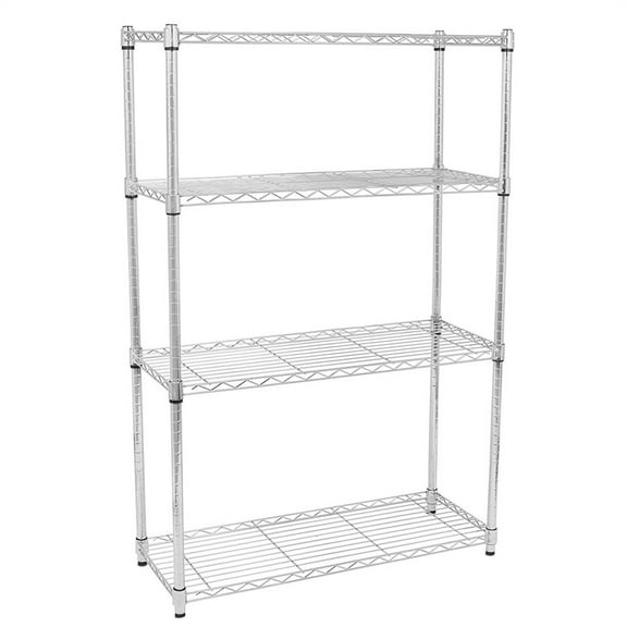 paproos 4 Tier Metal Storage Shelves, Kitchen Storage Shelf ,Metal Storage Shelves Unit Perfect for Laundry Bathroom Closet Shelves Microwave Stand (Black)