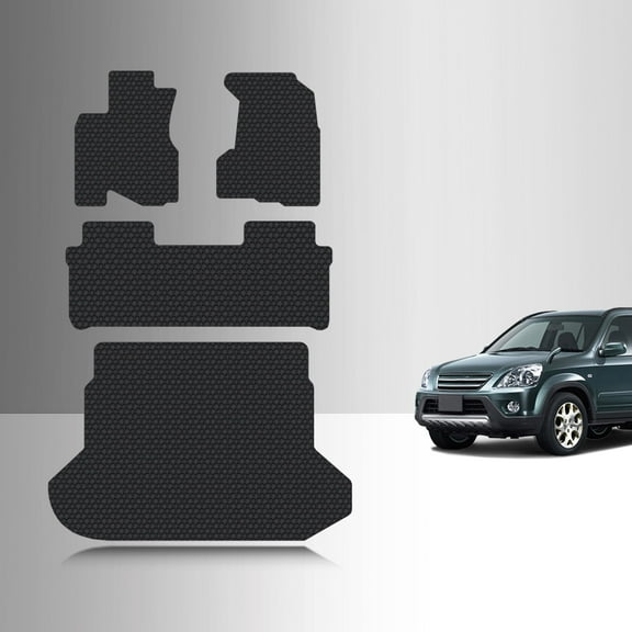 ToughPRO Full Set   Trunk Mats Compatible with Honda CRV 2006 - All Weather Heavy Duty (Made in USA) Black Rubber