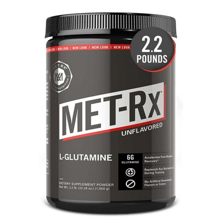 MET-Rx L-Glutamine Powder, Unflavored, 6g Glutamine, 2.2 Lb