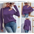 thumbnail image 3 of U.Vomade Turtleneck Chunky Long Sleeve Sweaters Tops Color Block Knitted Pullover Jumper, 3 of 5