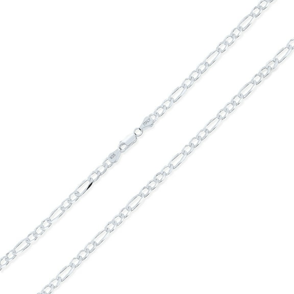 Bling Jewelry Womens Men's Sterling Silver Figaro Link Chain Necklace 5MM Made in Italy