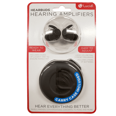 Lucid Audio - Lucid Hearing Hearbuds Hearing Amplifiers Pair -Universal Fit (Black) - BLACK