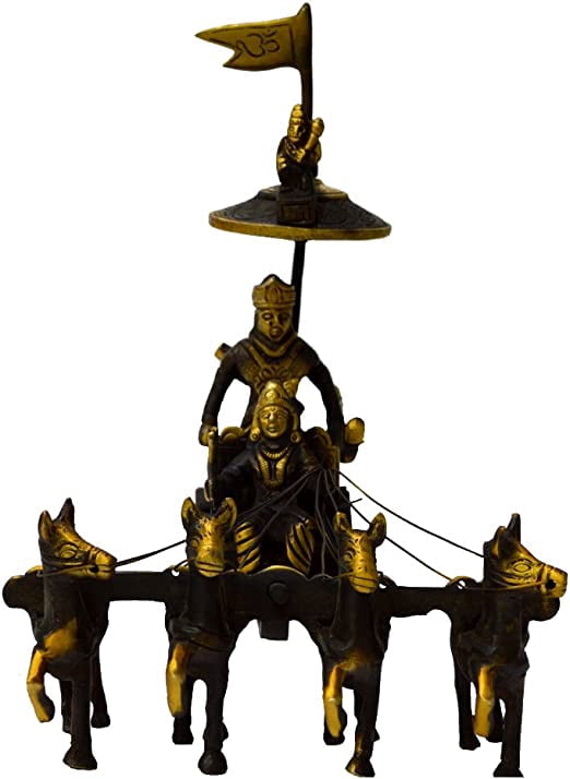 Royal Handicrafts Brass Lord Krishna Riding Arjun Rath With Antique ...