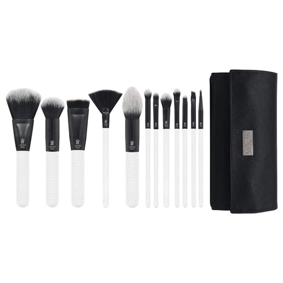 Moda Brush Pro Full Face 13pc White Makeup Brush Set with Wrap