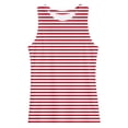 thumbnail image 4 of YMNXA Women's Tank Top Sleeveless Round Neck Striped Print Comfortable Breathable Basic Camisoles For Casual Daily Wear And Layering,Red,S, 4 of 4