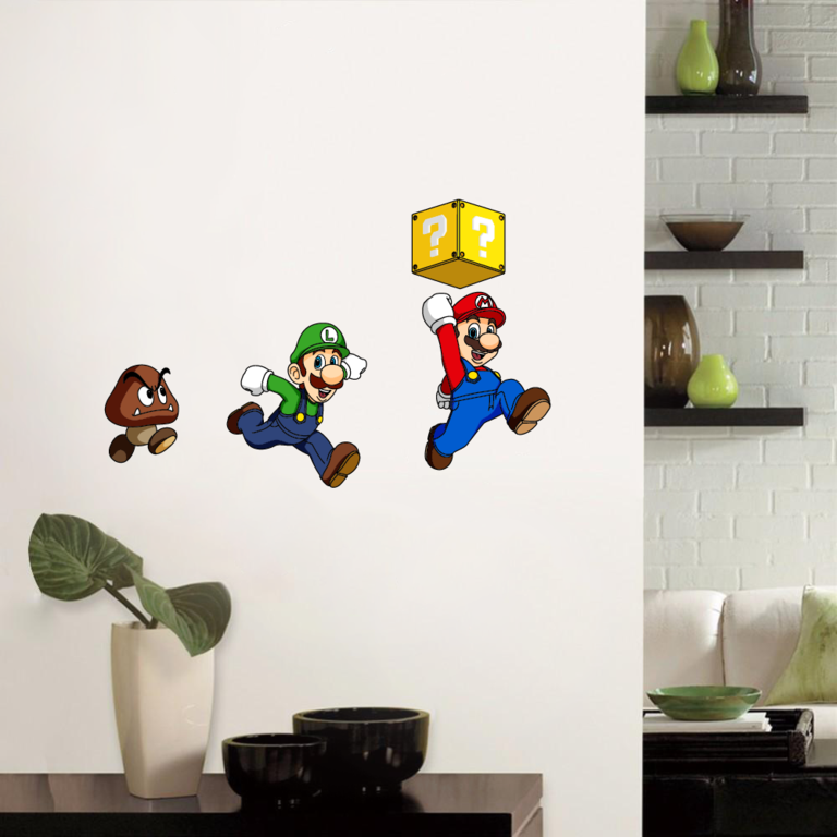 Mario and Luigi Super Mario Bros Chase by Goomba Icon Wall Art Sticker