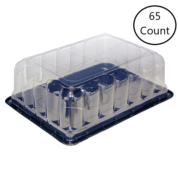 Pactiv APET Plastic Premium 1/4 Sheet Cake Container Black/Clear 65