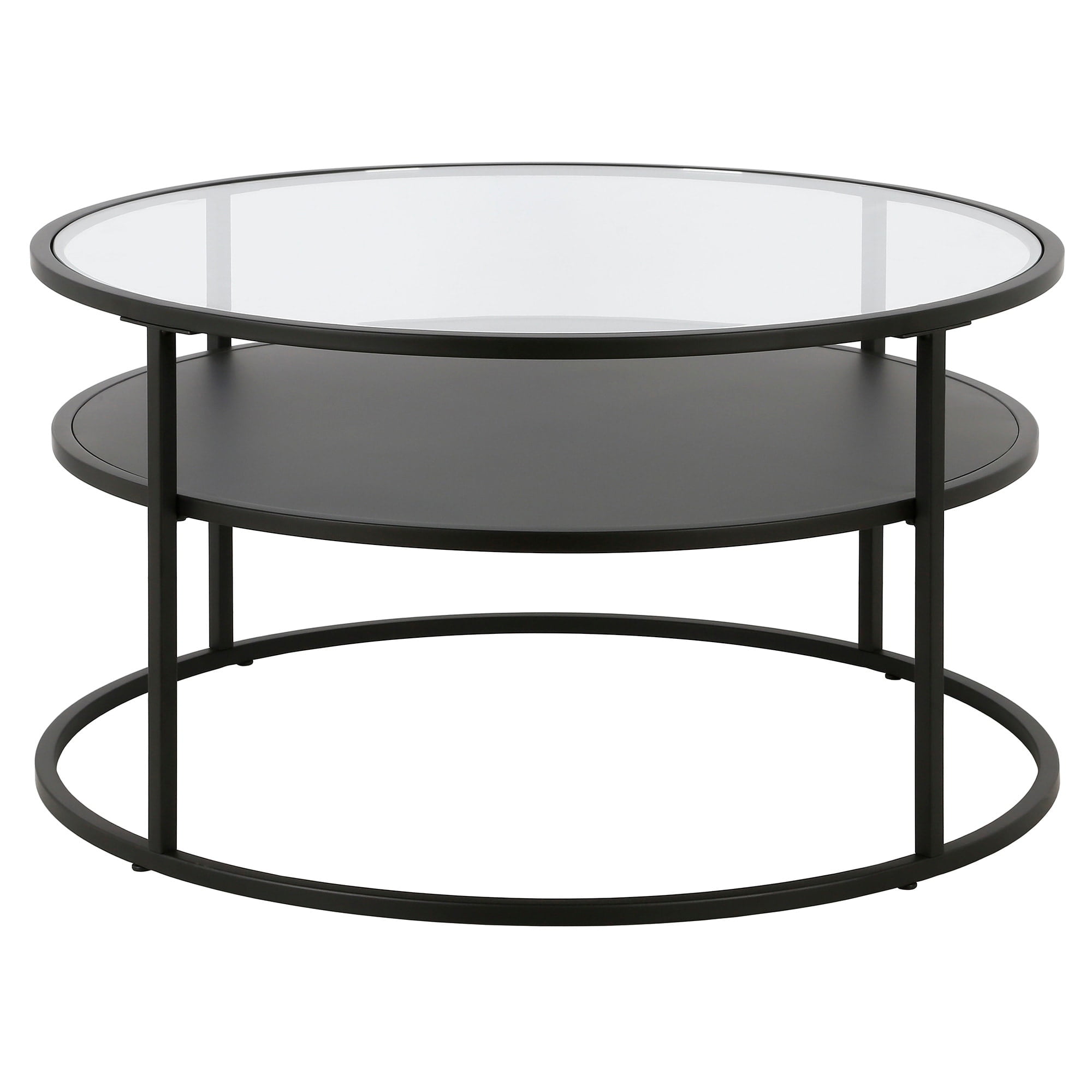 Evelyn&Zoe Ada 32" Wide Round Coffee Table, Blackened Bronze