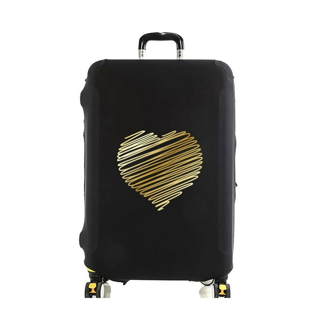 Luggage Cover Suitcase Protector Pattern Heart Printing Thicker Elastic Dust Cover To 18-32 Inch Trolley Case Travel Accessories black XL