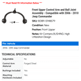 thumbnail image 2 of Front Upper Control Arm and Ball Joint Assembly - Compatible with 2006 - 2010 Jeep Commander 2007 2008 2009, 2 of 2
