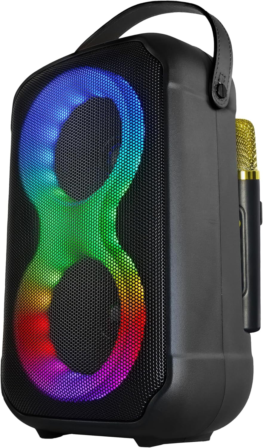 Supersonic IQ Sound IQ-3704BT Portable Bluetooth Karaoke Speaker, TWS, LED Lights, Wireless Mic, FM Radio