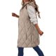 thumbnail image 1 of Gibobby Abrigos largos de invierno para mujer, Chaleco largo para mujer, acolchado de invierno, con capucha, sin mangas, con cierre, para exteriores, chamarra larga, chaleco(Caqui,XG), 1 of 5