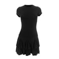thumbnail image 3 of Lamuusaa Women Mini Dress Short Sleeve Crew Neck Pleated Solid Summer Dress for Daily Party, 3 of 6