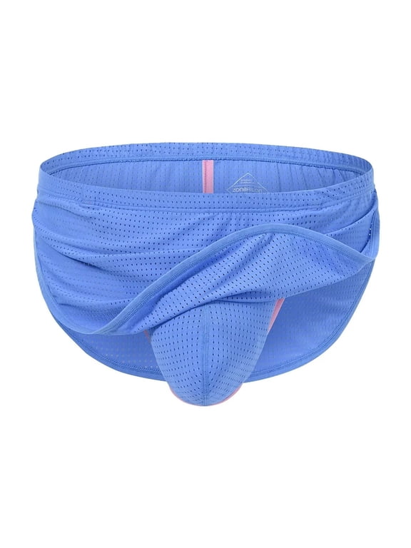 Men's Sexy and Comfortable Briefs Nylon Thong Underwear Blue XXL 1-Pack